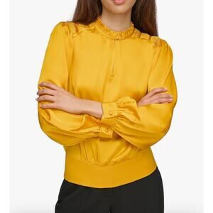 Karl Lagerfeld Paris Women´s Golden yellow Smocked Blouse Size S